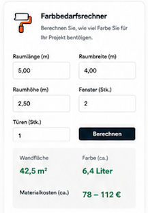 Farbbedarfsrechner für Malerbetriebe