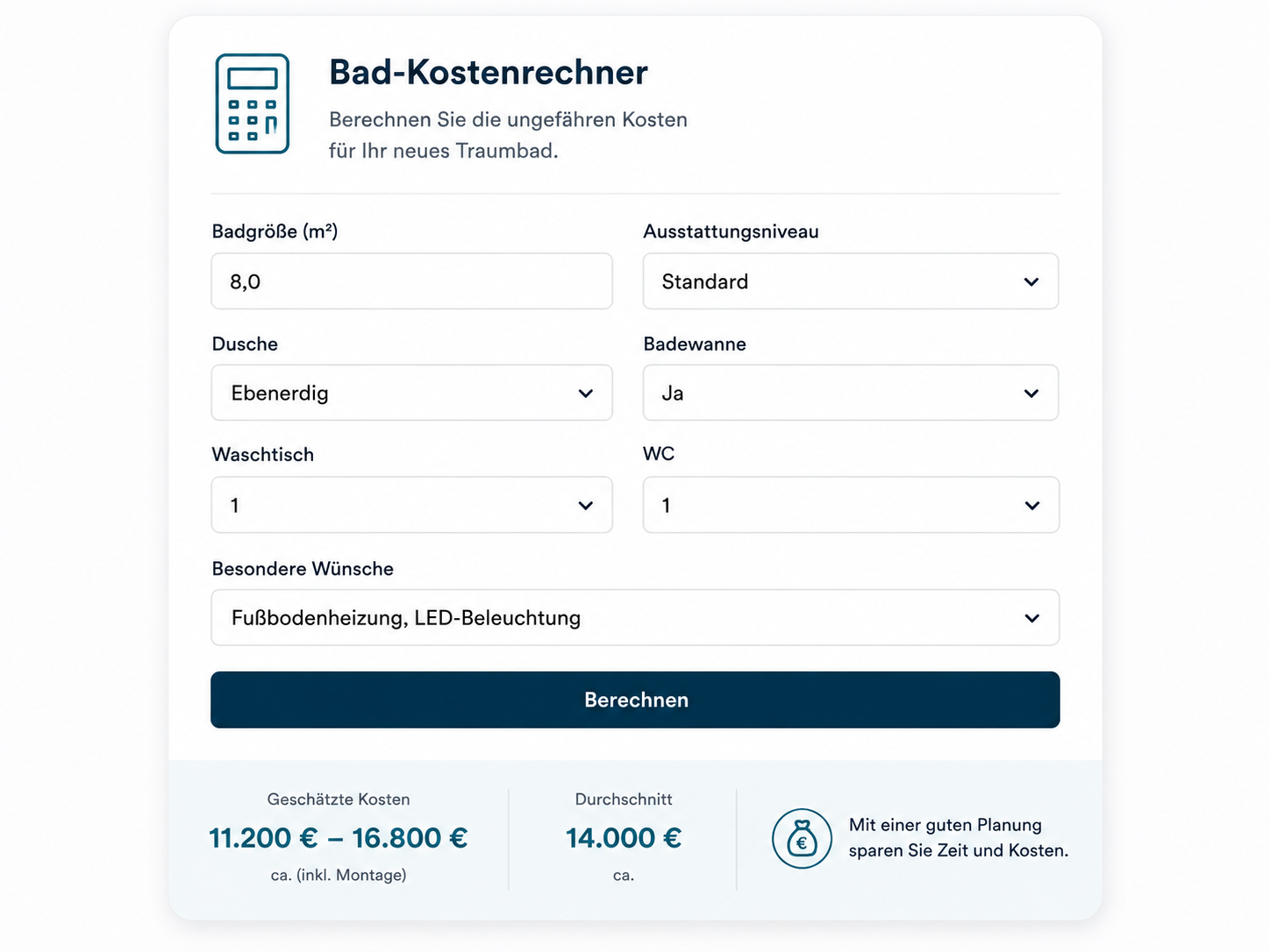 Bad-Kostenrechner für SHK-Betriebe