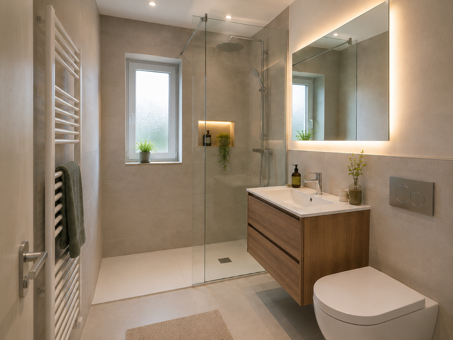 Modernisiertes Badezimmer nach der Sanierung