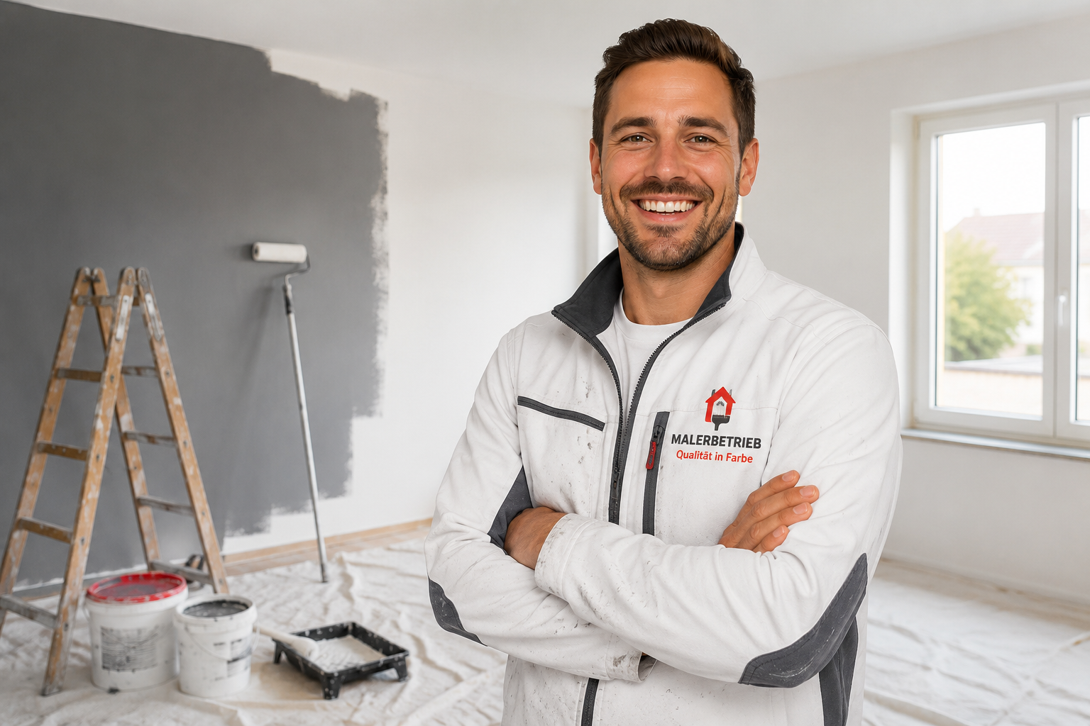 Professioneller Malerbetrieb bei der Arbeit