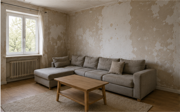 Wohnzimmer vor den Malerarbeiten